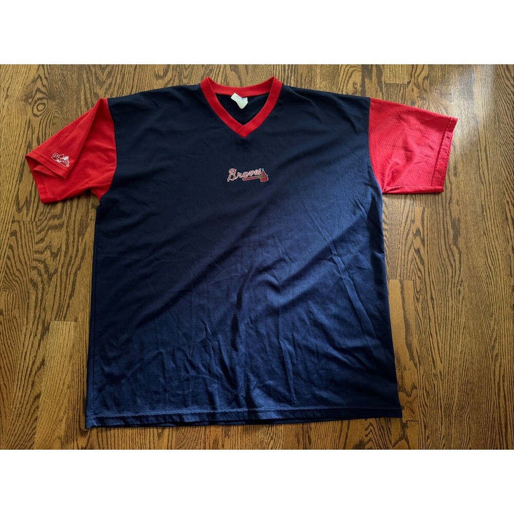 Vintage 90s Majestic Atlanta Braves Mesh Jersey Logo Shirt Blue XL